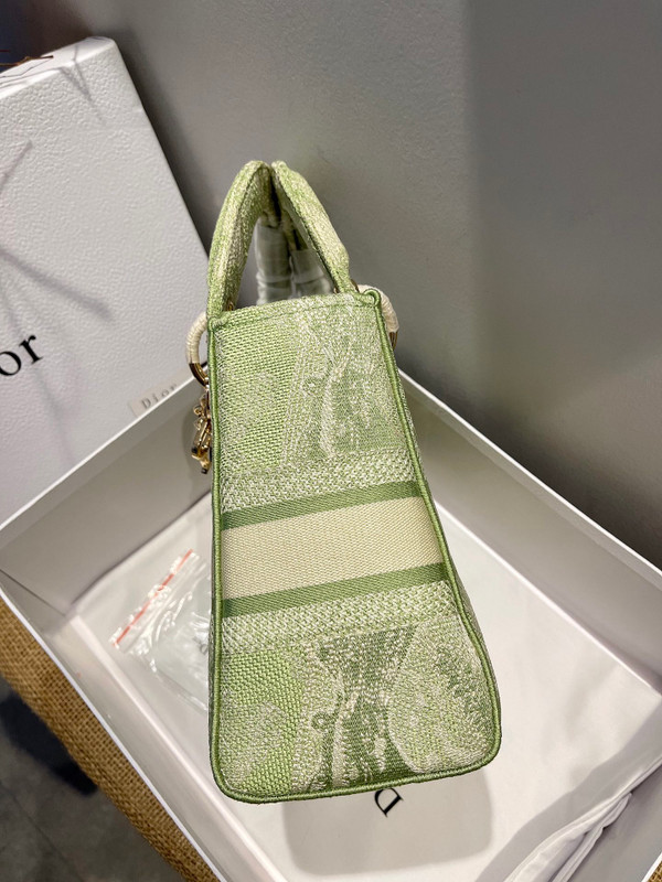 Christian Dior MEDIUM LADY D-LITE BAG Lime Toile de Jouy Reverse Embroidery