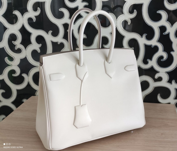 Hermes Shadow Birkin 25 Bag White Evercalf Limited Edition