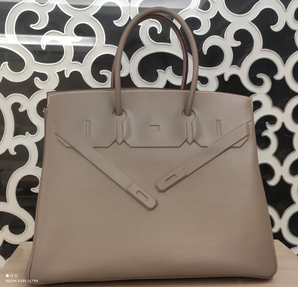Hermes Shadow Birkin 35 Etoupe Swift Palladium Hardware