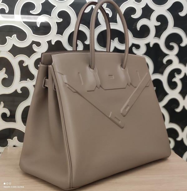 Hermes Shadow Birkin 35 Etoupe Swift Palladium Hardware