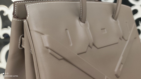 Hermes Shadow Birkin 35 Etoupe Swift Palladium Hardware