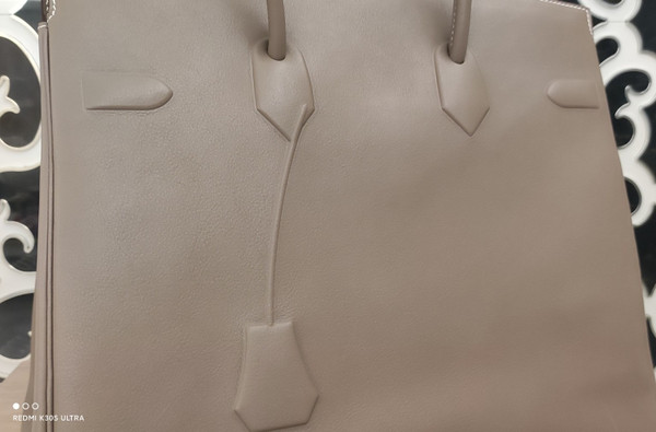 Hermes Shadow Birkin 35 Etoupe Swift Palladium Hardware