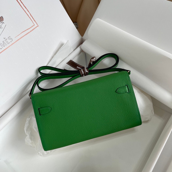 Hermes Kelly Wallet to Go Bamboo Goatskin GHW