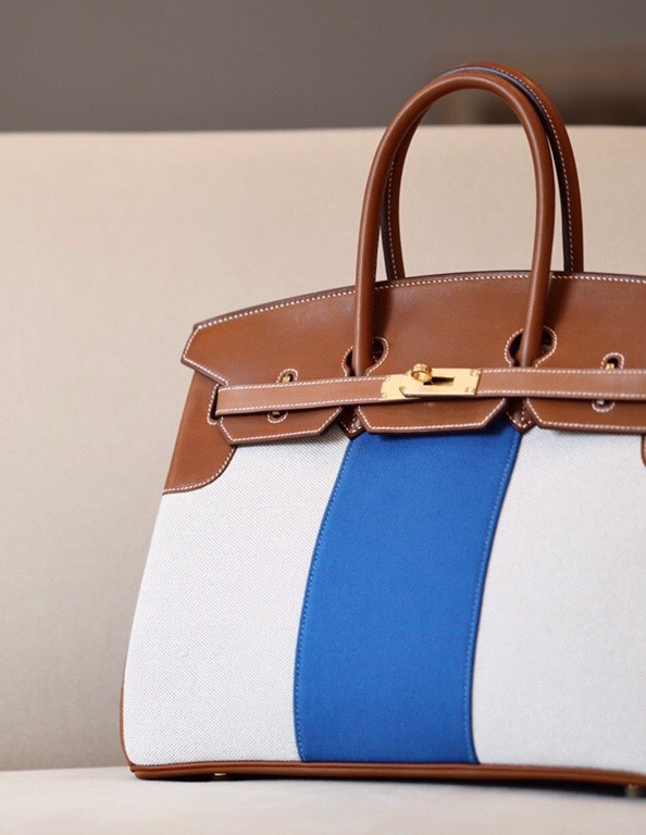 Hermes Birkin 35 Flag Bag Tan BlueToile Limited Edition