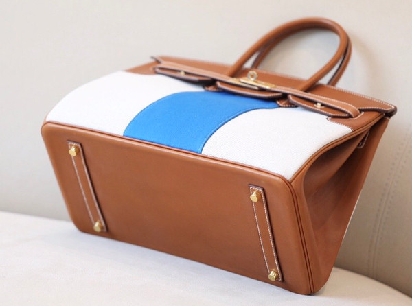 Hermes Birkin 35 Flag Bag Tan BlueToile Limited Edition
