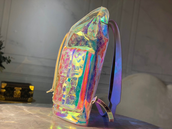 Louis Vuitton Christopher GM Prism Iridescent Monogram PVC Logo Backpack Bag