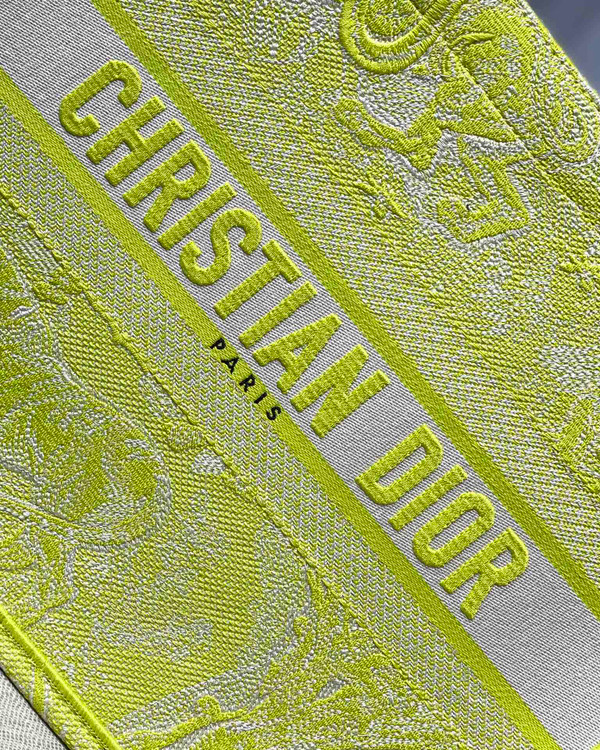 Christian Dior SMALL DIOR BOOK TOTE Lime Toile de Jouy Reverse Embroidery