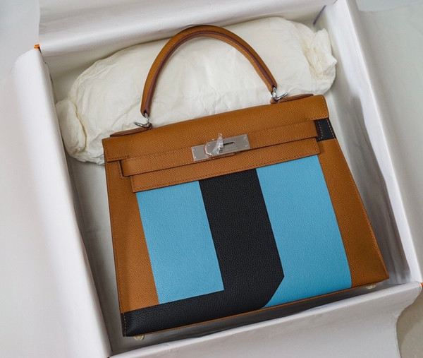 Hermes Kelly 28 Sellier Resort Gold Celeste Blue Palladium Hardware