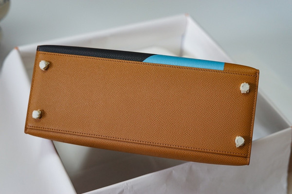 Hermes Kelly 28 Sellier Resort Gold Celeste Blue Palladium Hardware