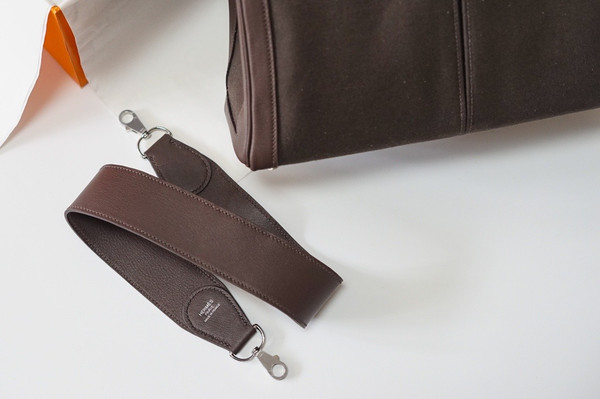 Hermes LIMITED EDITION EBENE SWIFT LEATHER & TOILE LAKIS KELLY 32 WITH PALLADIUM HARDWARE