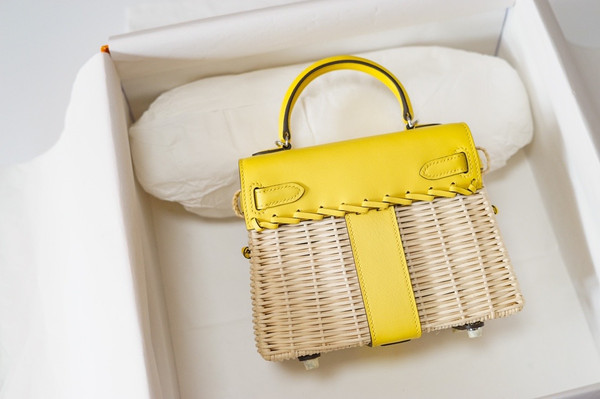 HERMES KELLY 20 MINI PICNIC JAUNE DE NAPLES YELLOW  SWIFT PALLADIUM HARDWARE