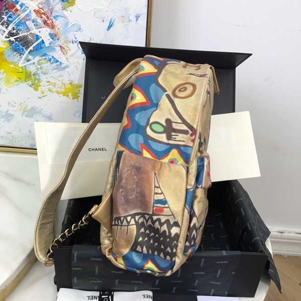CHANEL Limited Edition Backpack Calfskin, Cotton & Gold-Tone Metal 29 Rue Cambon