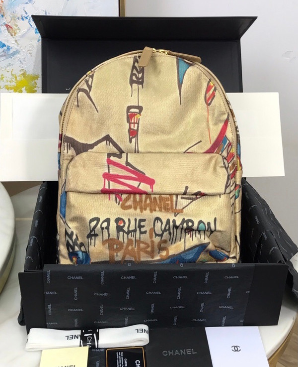CHANEL Limited Edition Backpack Calfskin, Cotton & Gold-Tone Metal 29 Rue Cambon