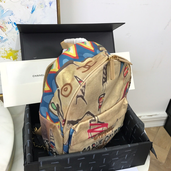 CHANEL Limited Edition Backpack Calfskin, Cotton & Gold-Tone Metal 29 Rue Cambon