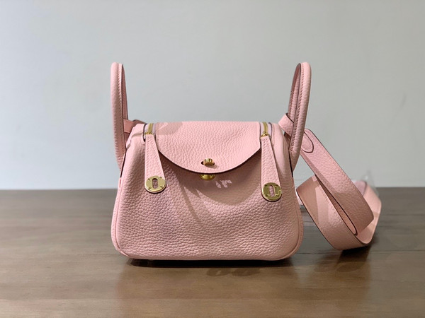 Hermes Mini Lindy 20cm Bag Sakura Pink Togo Gold Hardware