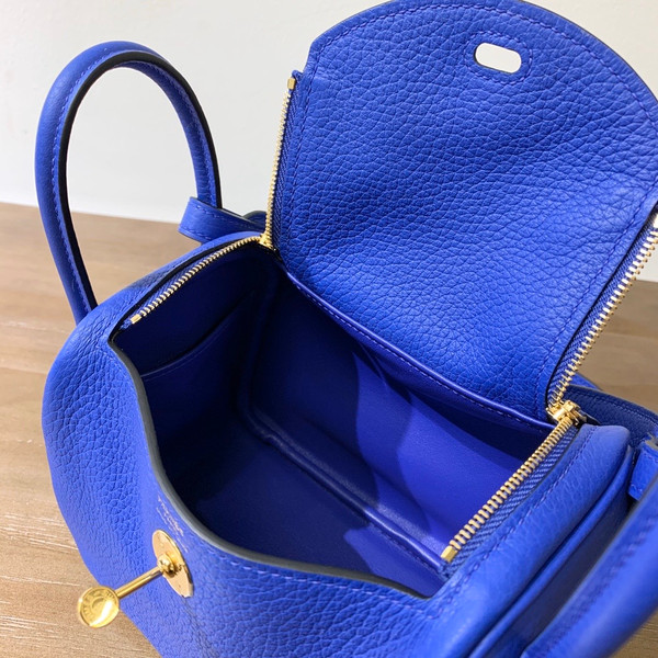 Hermes Mini Lindy 20cm Bag Electric Blue Togo Leather Gold  Hardware