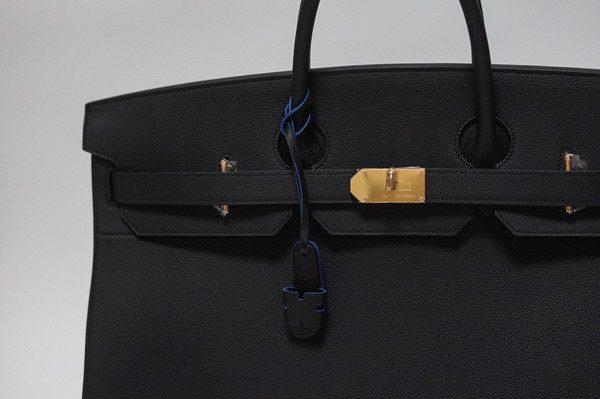 Hermes Black Clemence Leather Gold Hardware Birkin 50 Bag