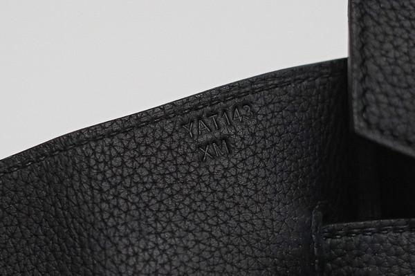 Hermes Black Clemence Leather Gold Hardware Birkin 50 Bag
