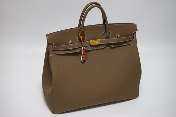 Hermes Etoupe Clemence Leather Gold Hardware Birkin 50 Bag