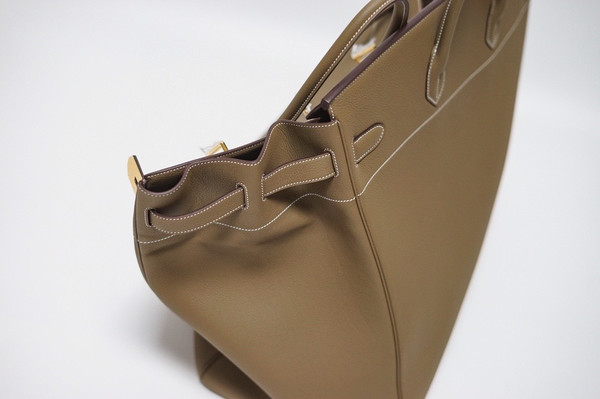 Hermes Etoupe Clemence Leather Gold Hardware Birkin 50 Bag