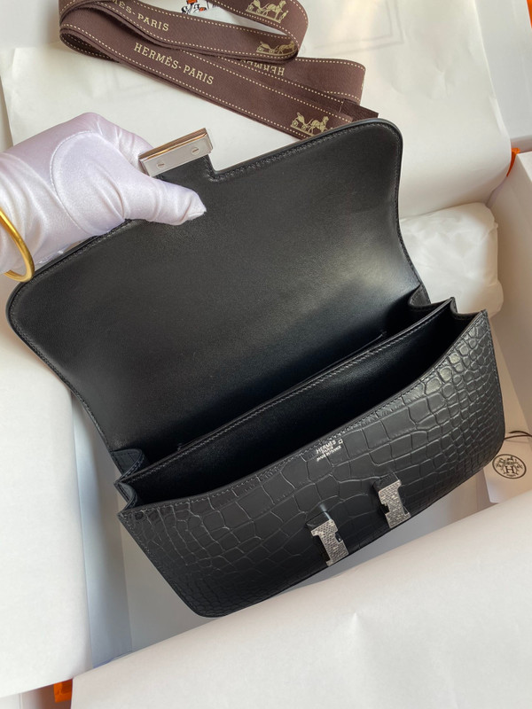 Hermès Constance Elan handbag in Black Alligator
