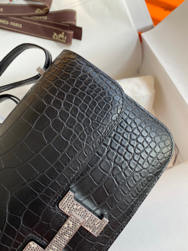 Hermès Constance Elan handbag in Black Alligator