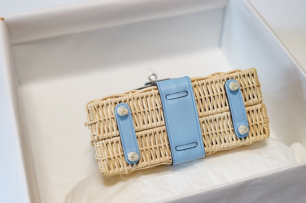 HERMES KELLY 20 MINI PICNIC BLUE SWIFT PALLADIUM HARDWARE