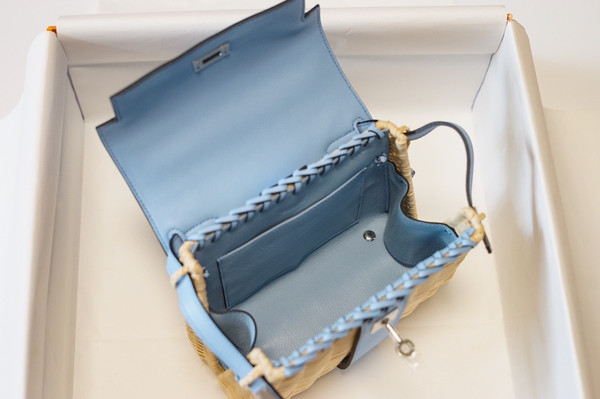 HERMES KELLY 20 MINI PICNIC BLUE SWIFT PALLADIUM HARDWARE