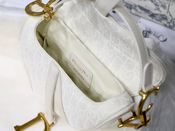Christian Dior Mini SADDLE BAG White Dior Oblique Jacquard