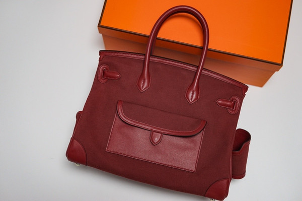 Hermes Limited Edition Cargo Birkin 35 cm Bordeaux Swift and canvas