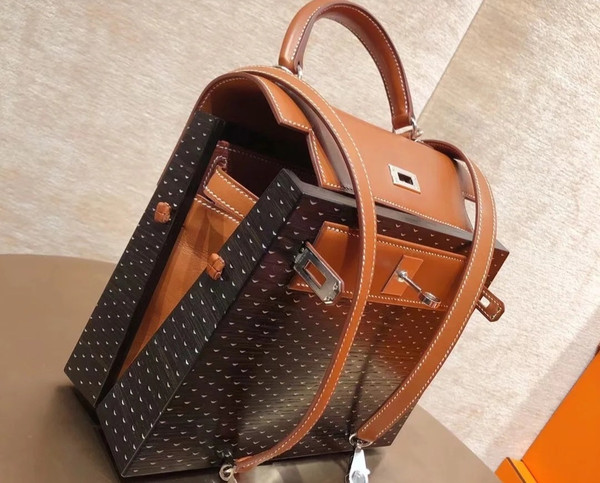 Hermès Limited Edition Kelly 22cm Wood Palladium Hardware Online Exclusives