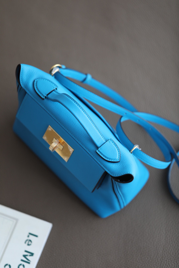 Hermès Mini 24/24 – 21 Bag Blue Aztec Evercolor/Swift leather