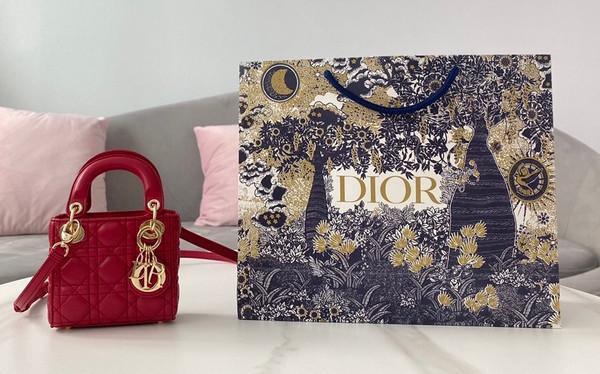 Christian Dior Red MICRO LADY DIOR BAG
