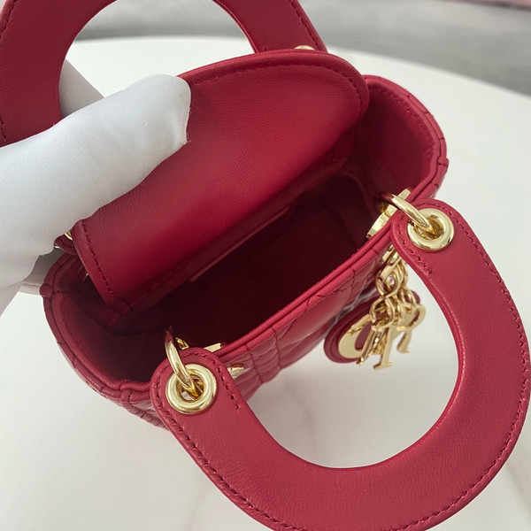 Christian Dior Red MICRO LADY DIOR BAG