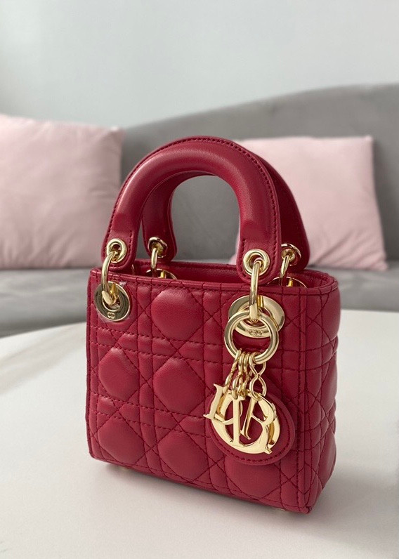 Christian Dior Red MICRO LADY DIOR BAG