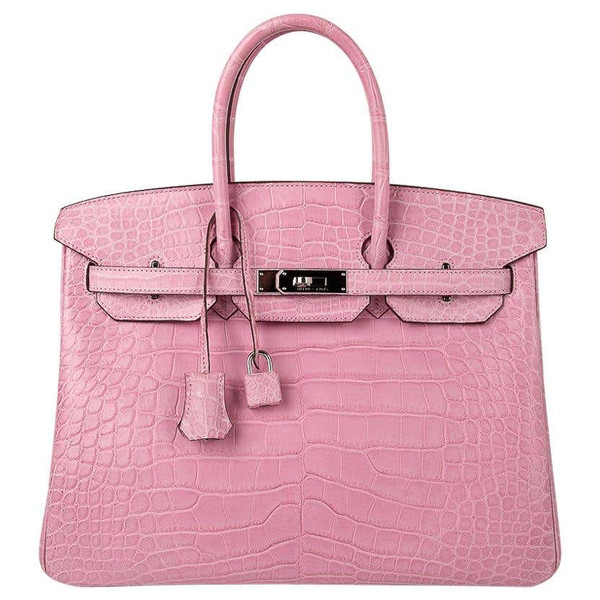 Hermes Birkin 25 Bag  Pink Matte Niloticus Palladium Rare Piece