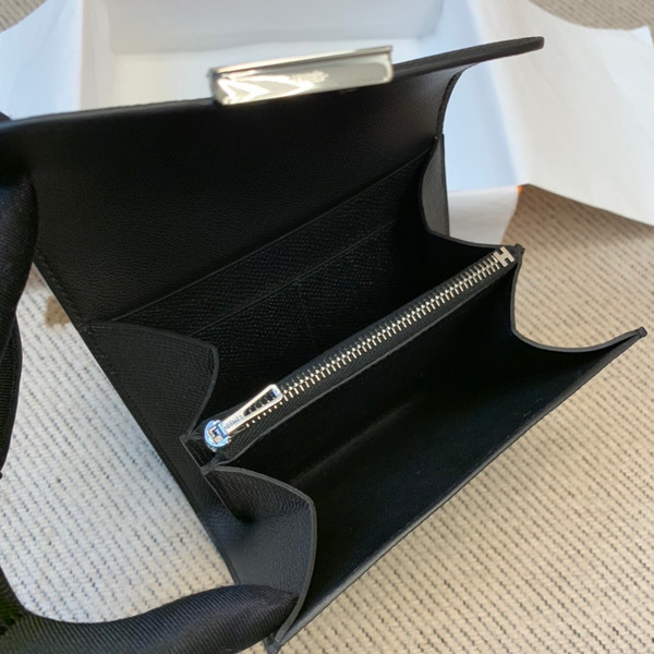 Hermes Constance Compact Passant wallet Black Epsom Leather with Gold Hardware