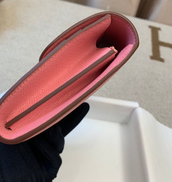 Hermes Constance Compact Passant wallet Sakura Pink Epsom Leather with Gold Hardware