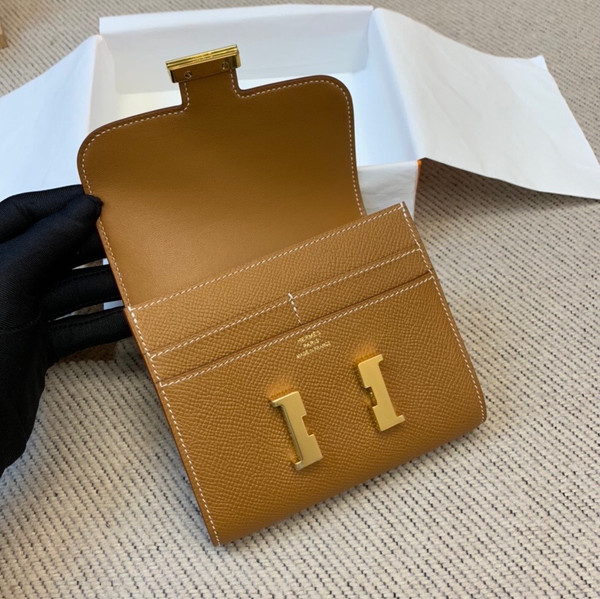Hermes Constance Compact Passant wallet Gold Epsom Leather with Gold Hardware