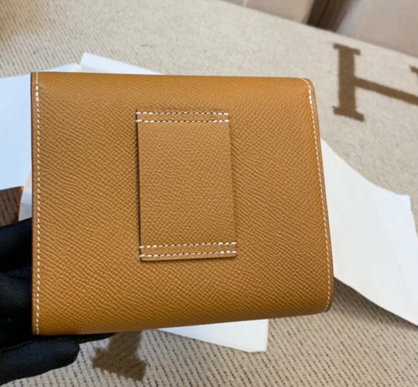 Hermes Constance Compact Passant wallet Gold Epsom Leather with Gold Hardware