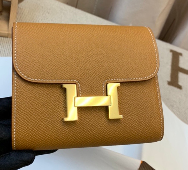 Hermes Constance Compact Passant wallet Gold Epsom Leather with Gold Hardware