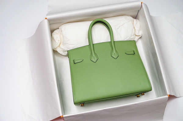 Hermes Birkin 25 Sellier 3I Vert Criquet  Madame Grain Gold Hardware