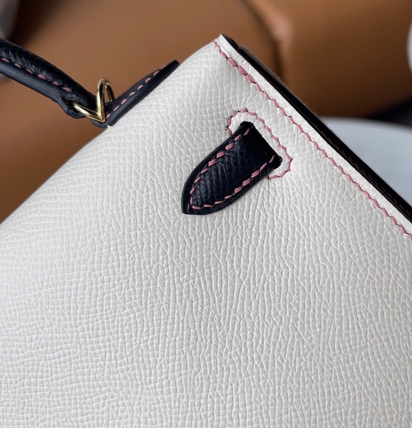 Hermes Black/Craie Mini Kelly II 20 Epsom Gold Hardware