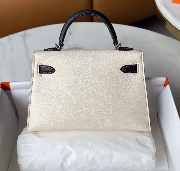 Hermes Black/Craie Mini Kelly II 20 Epsom Gold Hardware