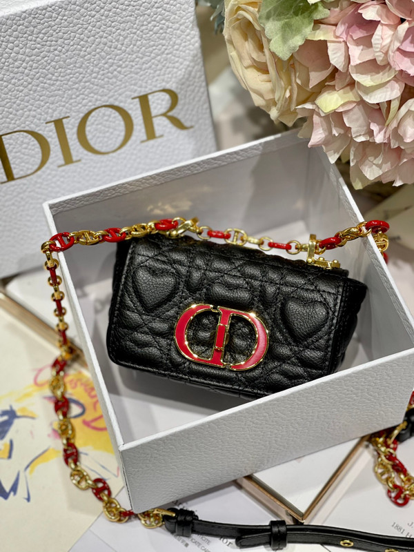 Christian Dior MICRO DIOR CARO BAG Black Supple Cannage Calfskin