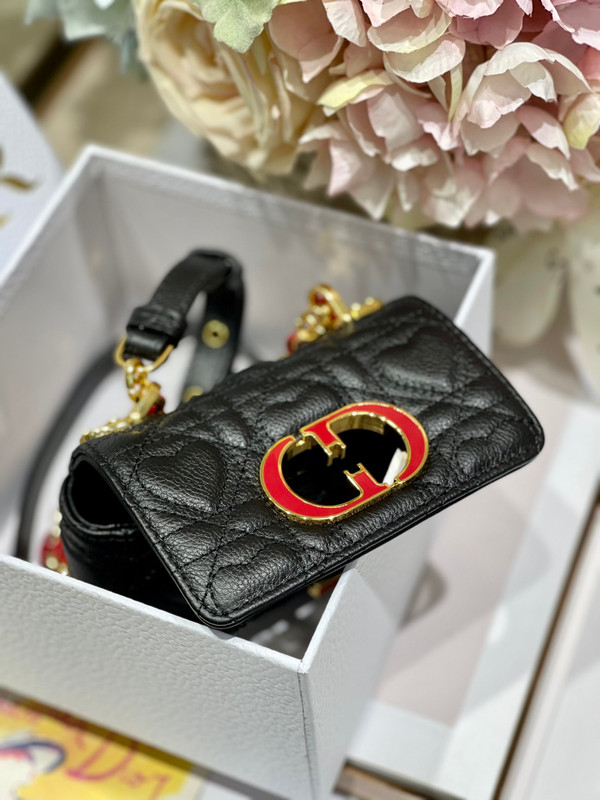 Christian Dior MICRO DIOR CARO BAG Black Supple Cannage Calfskin