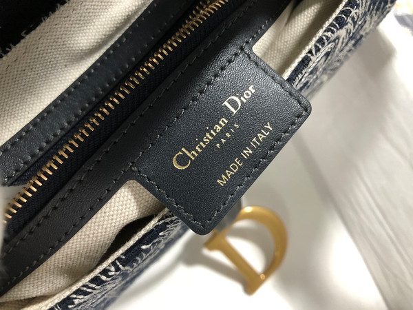 Christian Dior SADDLE BAG Blue Toile de Jouy Reverse Jacquard