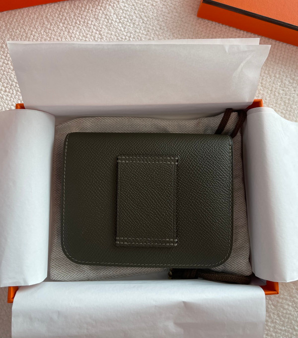 Hermès Constance Slim wallet Black Epsom leather with palladium hardware