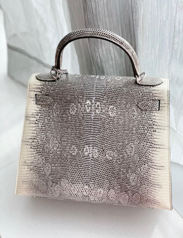 Hermes Kelly 25 Sellier Ombre Lizard Palladium Hardware