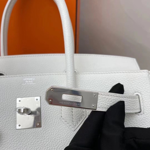 Hermes  White Birkin 25 cm Togo Palladium Hardware